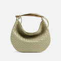 Bottega Veneta Women's Solid Color Woven Magnetic Clasp Closure Sheepskin Half Moon Bag Casual Sardine Tote Bags #75432