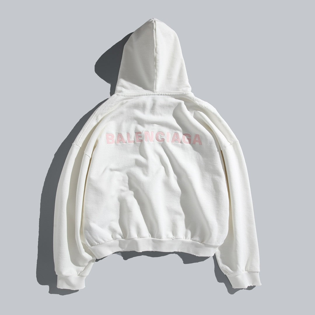 Balenciaga Men's And Women's Spring/Fall Fashion Casual Solid Color Letter Print Hooded Zipper and Hooded Pullover Long Sleeve Sweatshirt Jacket #78935