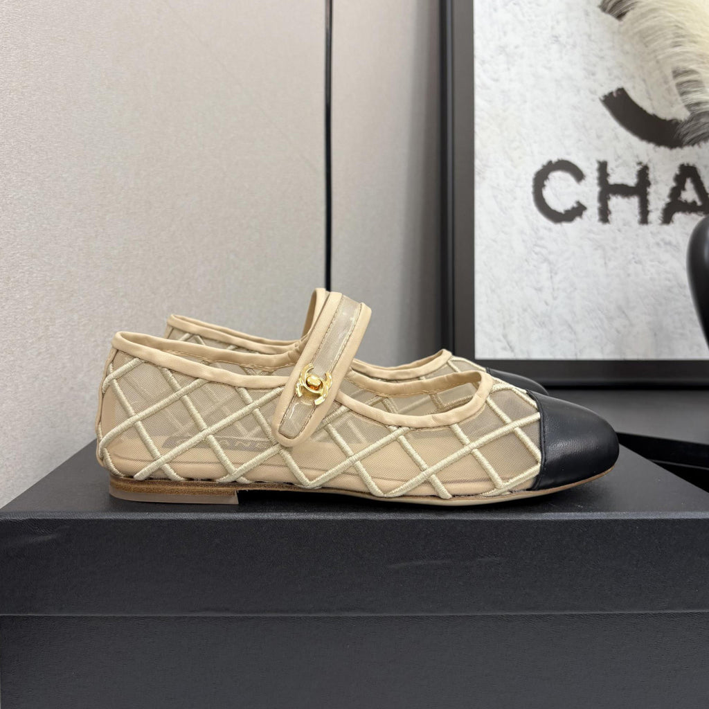 Chanel Coco Beach 25M Women's Summer Solid Colour Round Toe Velcro Flat Heel Mary Jane Shoes #76896