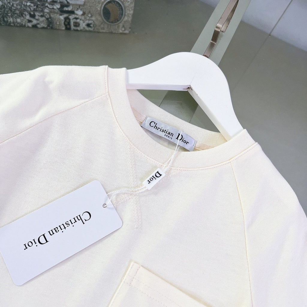 Dior Kid's Summer Solid Color Cotton Round Neck Logo Printed Short Sleeve T-Shirt Casual Elastic Shorts Set #31298