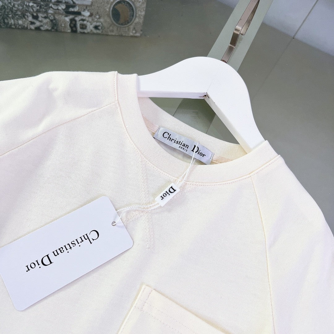 Dior Kid's Summer Solid Color Cotton Round Neck Logo Printed Short Sleeve T-Shirt Casual Elastic Shorts Set #31298