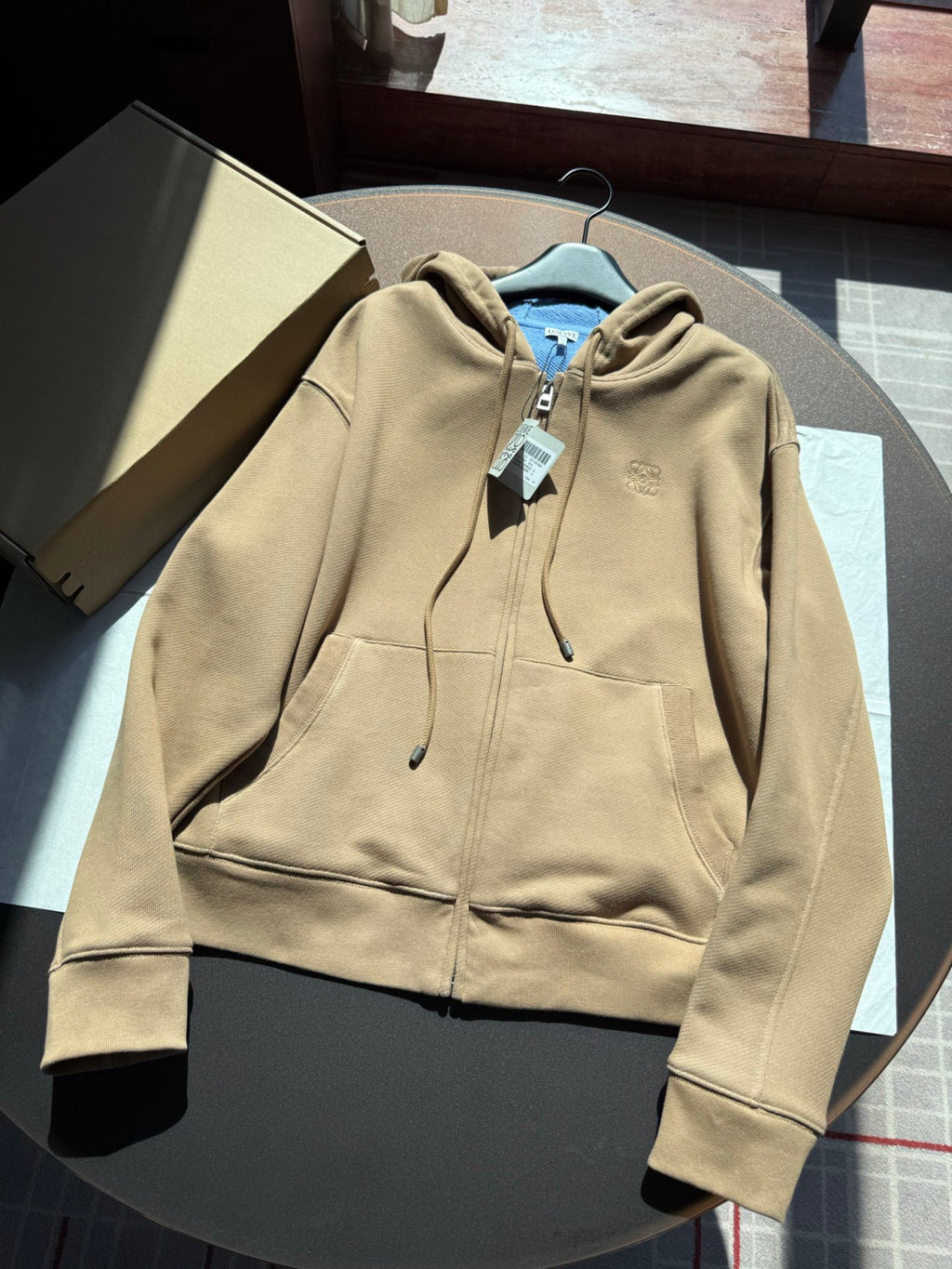 Loewe Zip-up Hoodie in Cotton Beige #333808