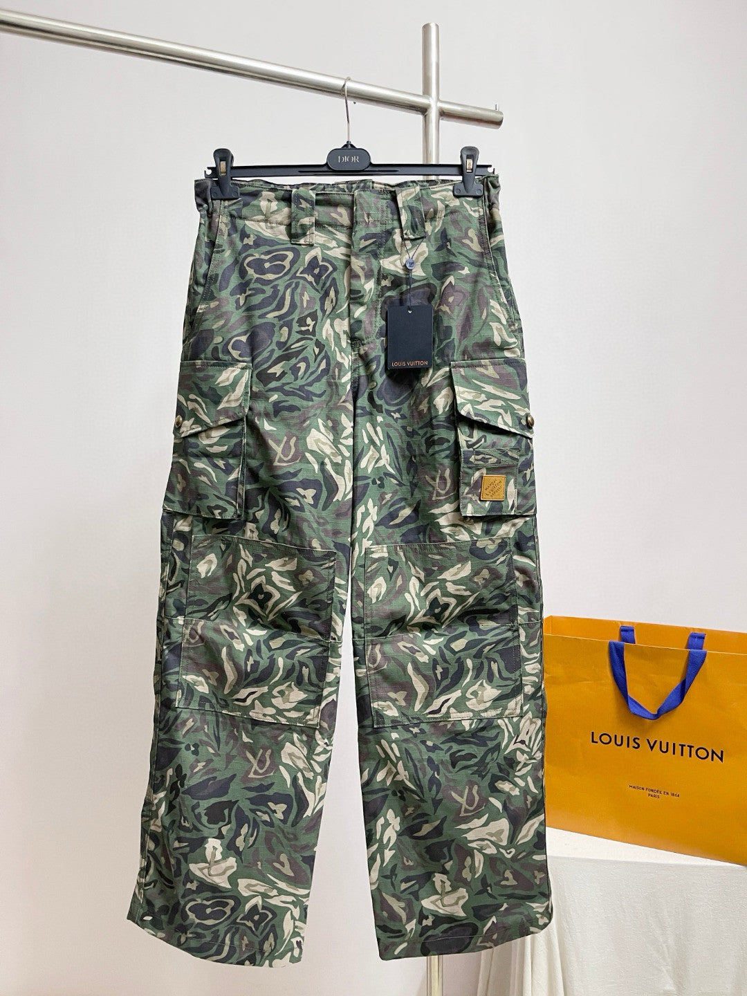 Louis Vuitton Men's Spring/Fall Fashion Casual Reversible Color Woven Combed Cotton Work Pants with Patch Pockets Pants #79489
