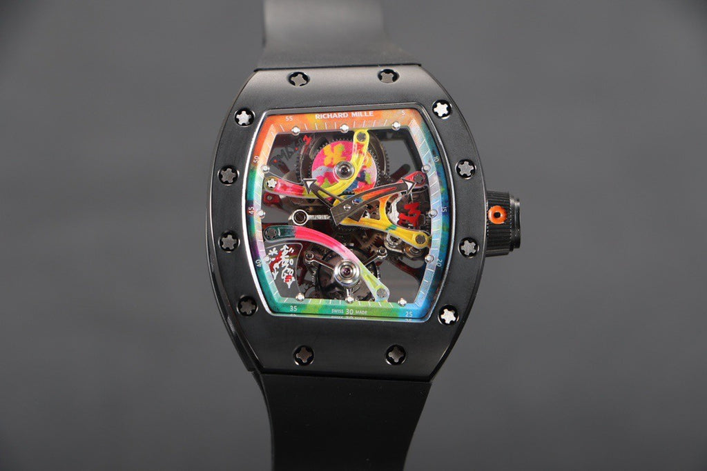 Richard Mille RM 68-01 Men's Color Dial Manual Mechanical Movement Rubber Strap Black Watch #75679