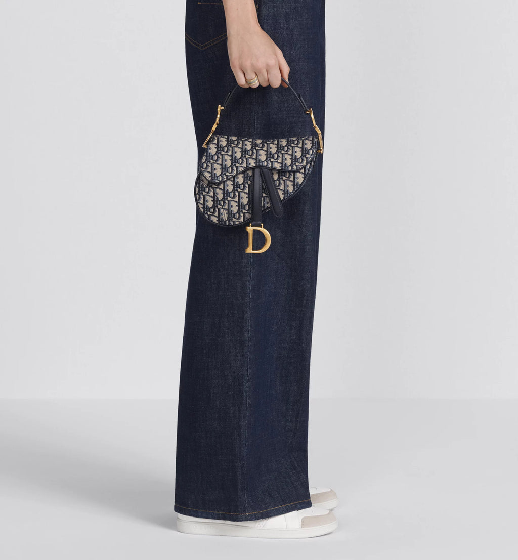 Dior Mini & Medium Saddle Bag With Shoulder Strap Blue Oblique Printed Fashion Exquisite Temperament Clutch Bag Crossbody Bag Bags M0455CBAA_M900 #81649