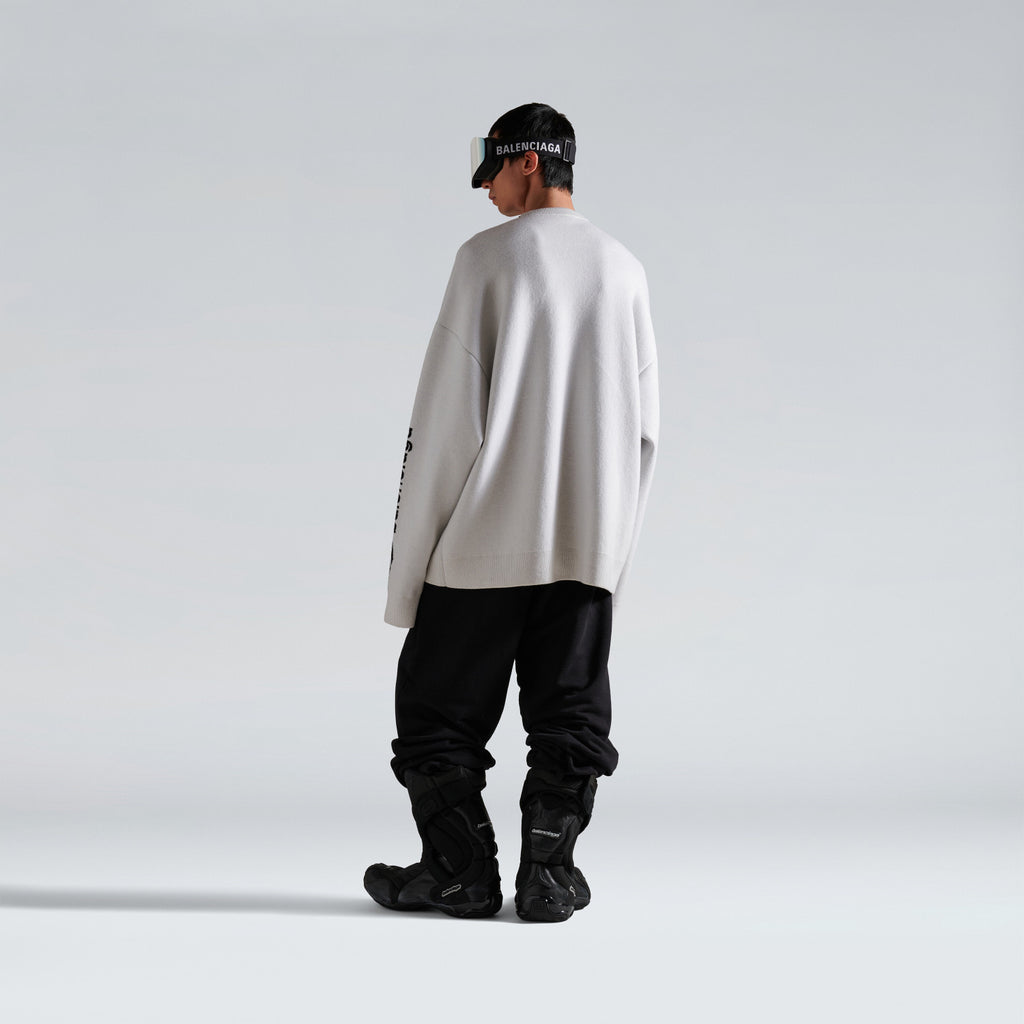 Top-quality Version Balenciaga Men's 3B Sports Icon Ski Crewneck in White Black #335728
