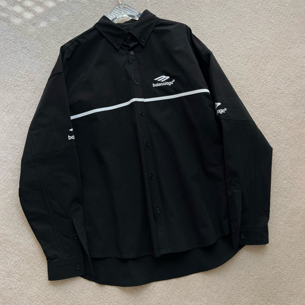 Balenciaga Men's 3B Sports Icon Tracksuit Shirt Oversized Summer Solid Colour Cotton Single Breasted Long Sleeve Shirt #97865