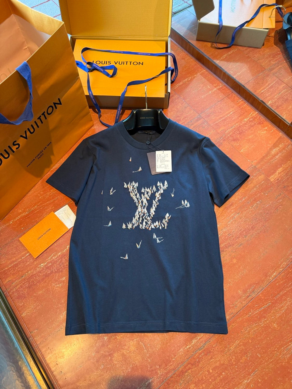Louis Vuitton Men's Summer Embroidery Printed Round Neck Cotton Short Sleeve T-Shirt #76717