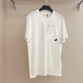 Prada Men's And Women's Summer Solid Color Zipper Pocket Round Neck Cotton Short Sleeve T-shirt #72155
