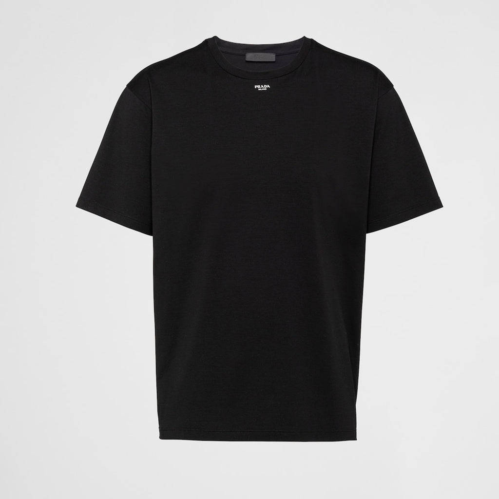 Prada Men's Spring/Summer Fashion Letter Logo Solid Color T-shirt Short sleeved Round Neck Casual Loose Comfortable Top  #99576