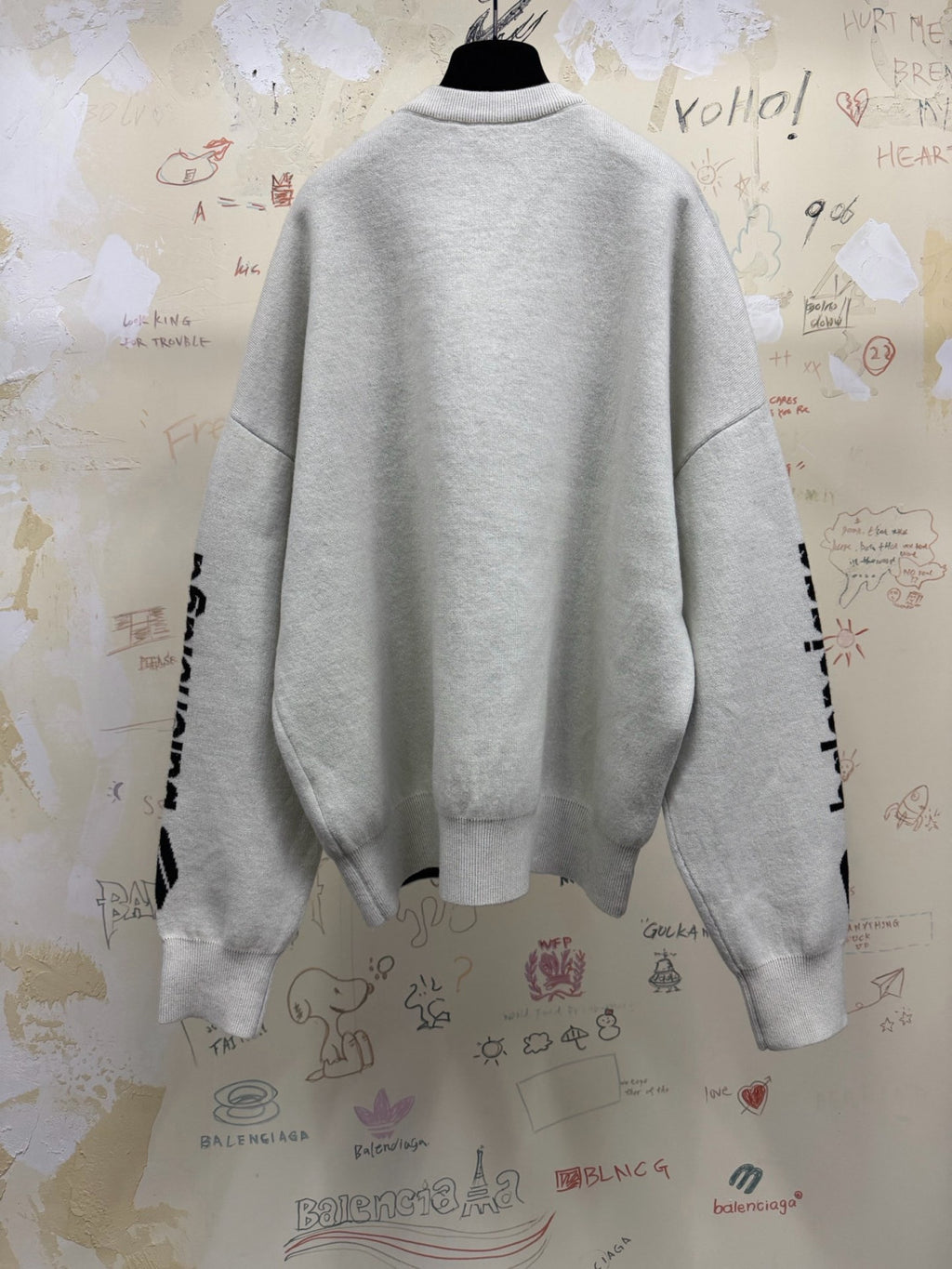 Top-quality Version Balenciaga Men's 3B Sports Icon Ski Crewneck in White Black #335728