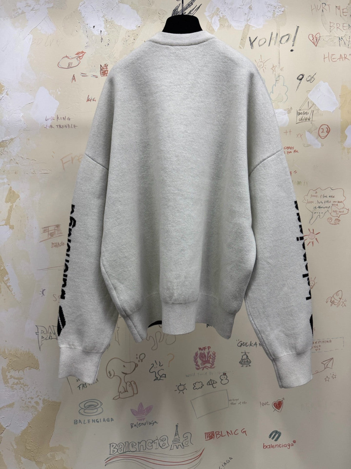 Top-quality Version Balenciaga Men's 3B Sports Icon Ski Crewneck in White Black #335728
