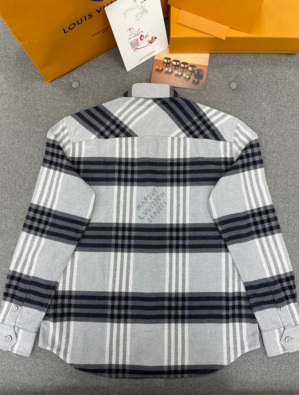 Louis Vuitton Men's Spring And Autumn Black And White Striped Flannel Single Breasted Long Sleeved Shirt #76949
