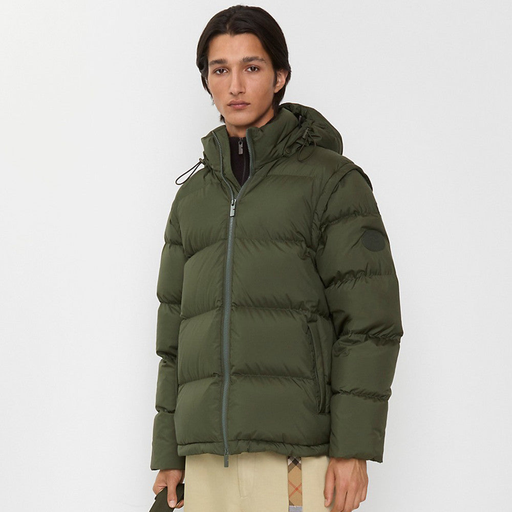 Burberry Detachable Sleeve Puffer Jacket in Flax Men's Nylon #335005
