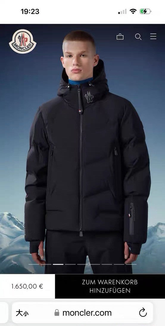 Moncler Men's Winter Solid Color Logo Printed Hooded Zipper Long Sleeve Arcesaz Short Puffer Down Jacket #98135