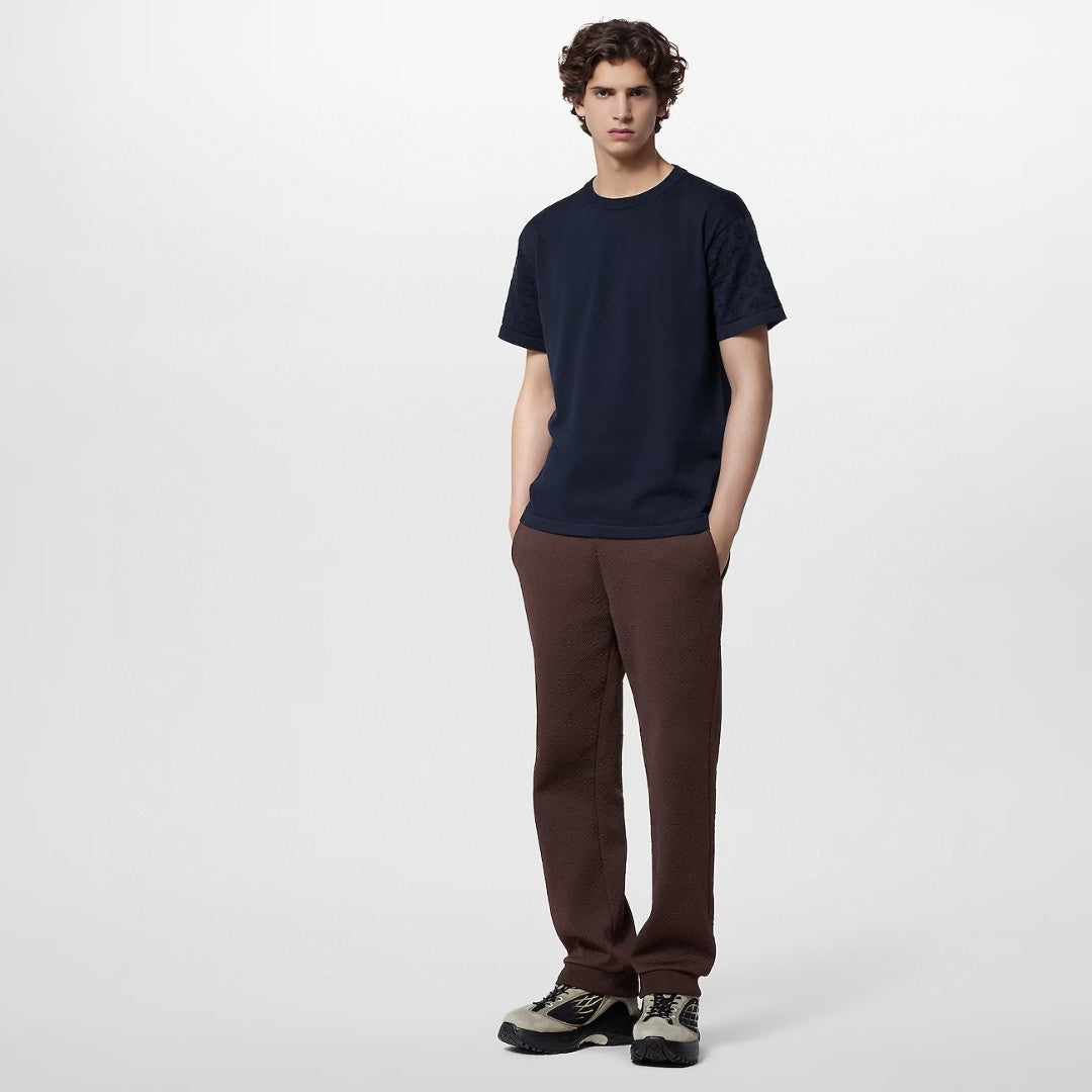 Louis Vuitton Men's Summer Solid Color Letter Printed Sleeve Cotton Round Neck Short Sleeve T-Shirt #76252
