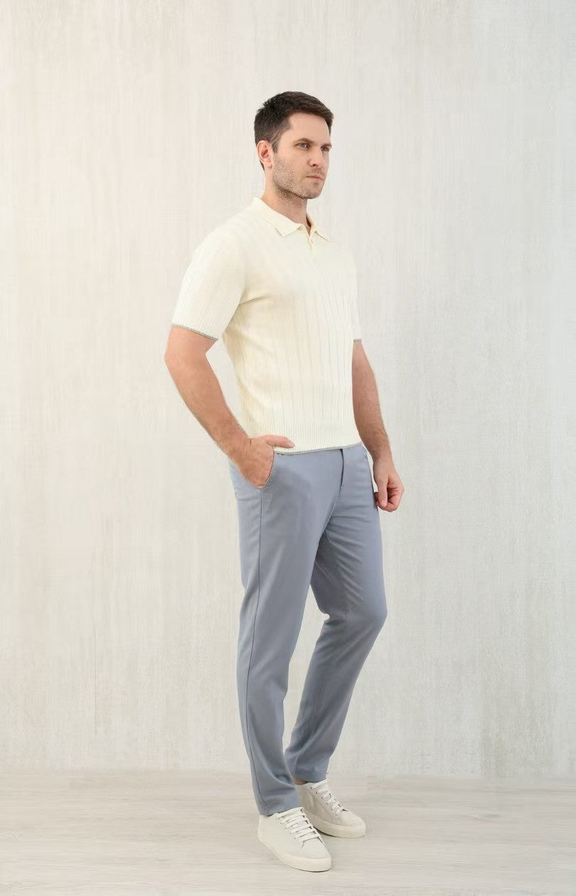Brunello Cucinelli Men's Spring And Summer Solid Color Lapel Fitted Short Sleeve Polo Shirt Ngvp #1447