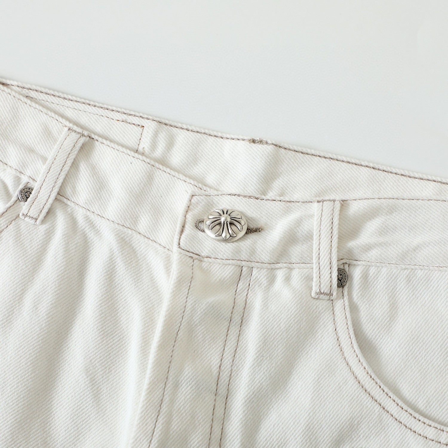 Chrome Hearts Graffiti White Denim Jeans Pants #96784