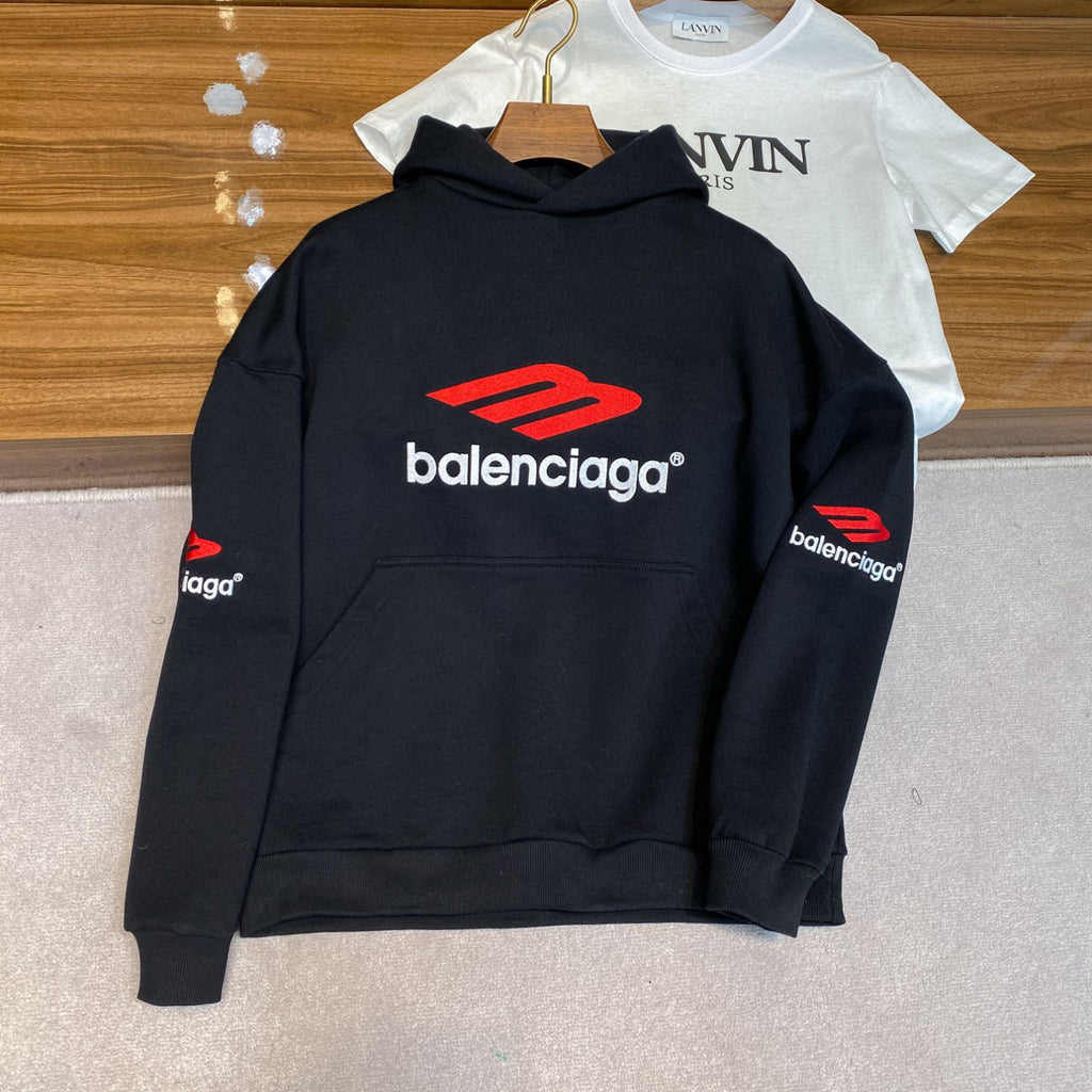 Balenciaga Knitted Cotton Hooded Sweatshirt Black #95156