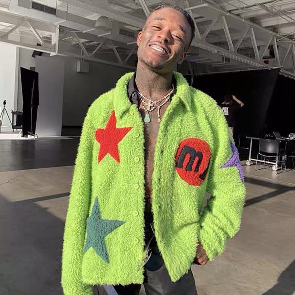 Jacobs X Cactusplant Fleamarket Cpfm Lamb's Wool Embroidered Jacket Men's Hipster Jacket Men's Lapel Single-breasted Jacket Ngvp #2259