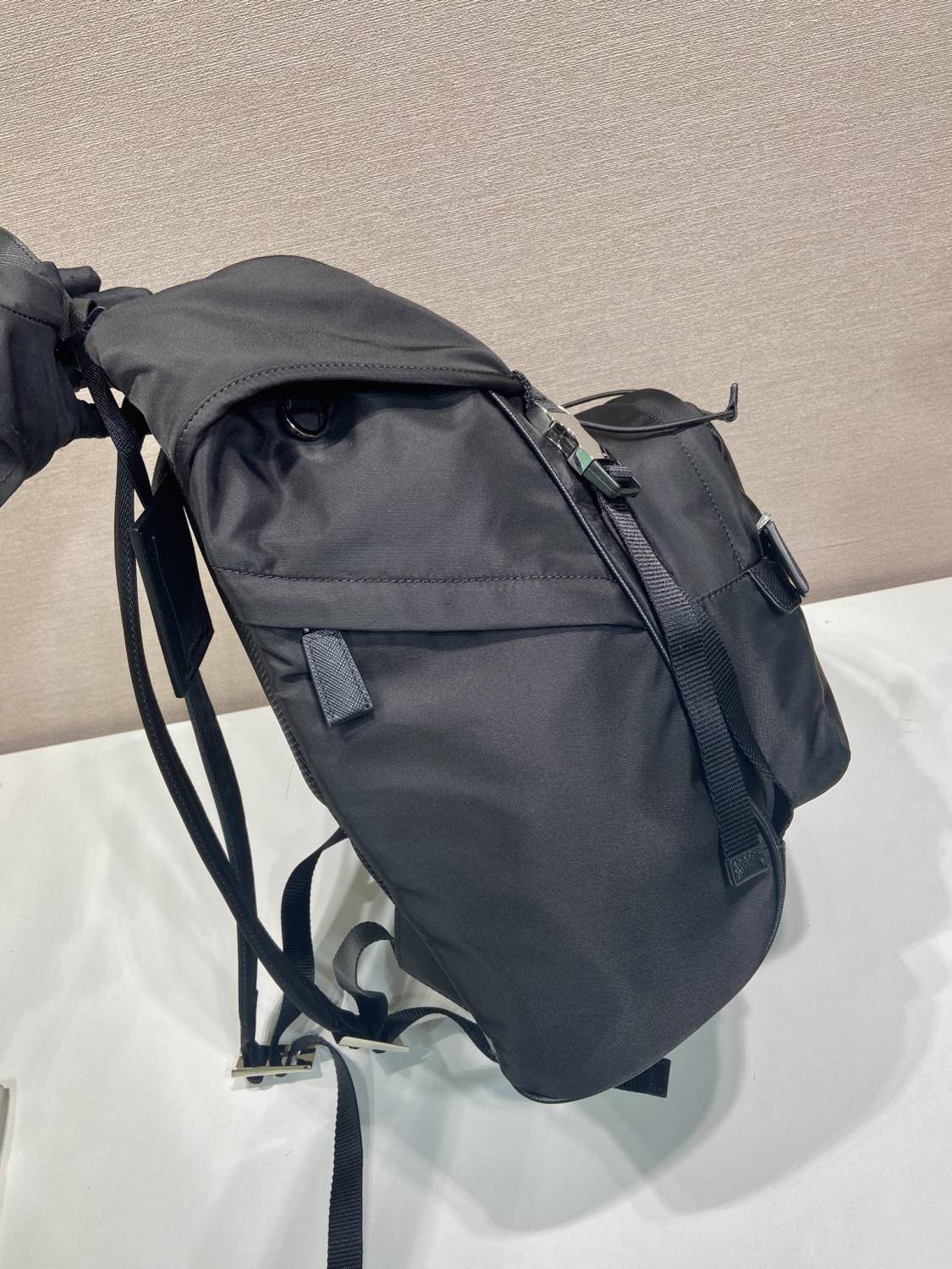 PRADA Black Re-nylon And Saffiano Leather Backpack #379110
