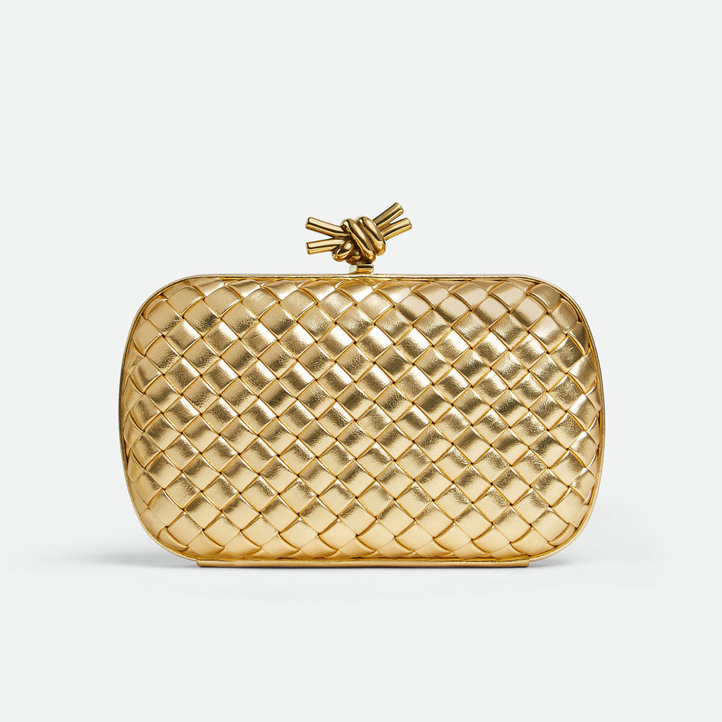 Bottega Veneta Knot Women's Solid Colour Metallic-Feel Bow-Knot Lock Clasp Lambskin Evening Bag Clutch Bags #77719