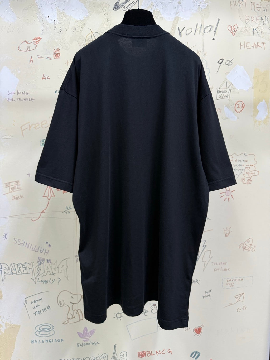 Balenciaga Men's Summer Solid Color Letter Print Round Neck Cotton Short Sleeve T-Shirt #77337