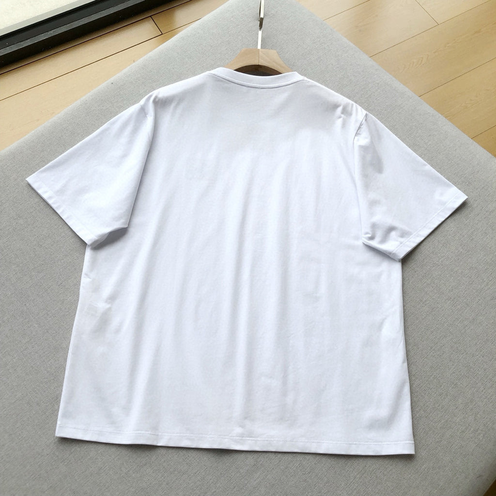 Loewe Men's Summer Embroidered Logo Pattern Round Neck Solid Color Cotton Short Sleeve T-Shirt #75589