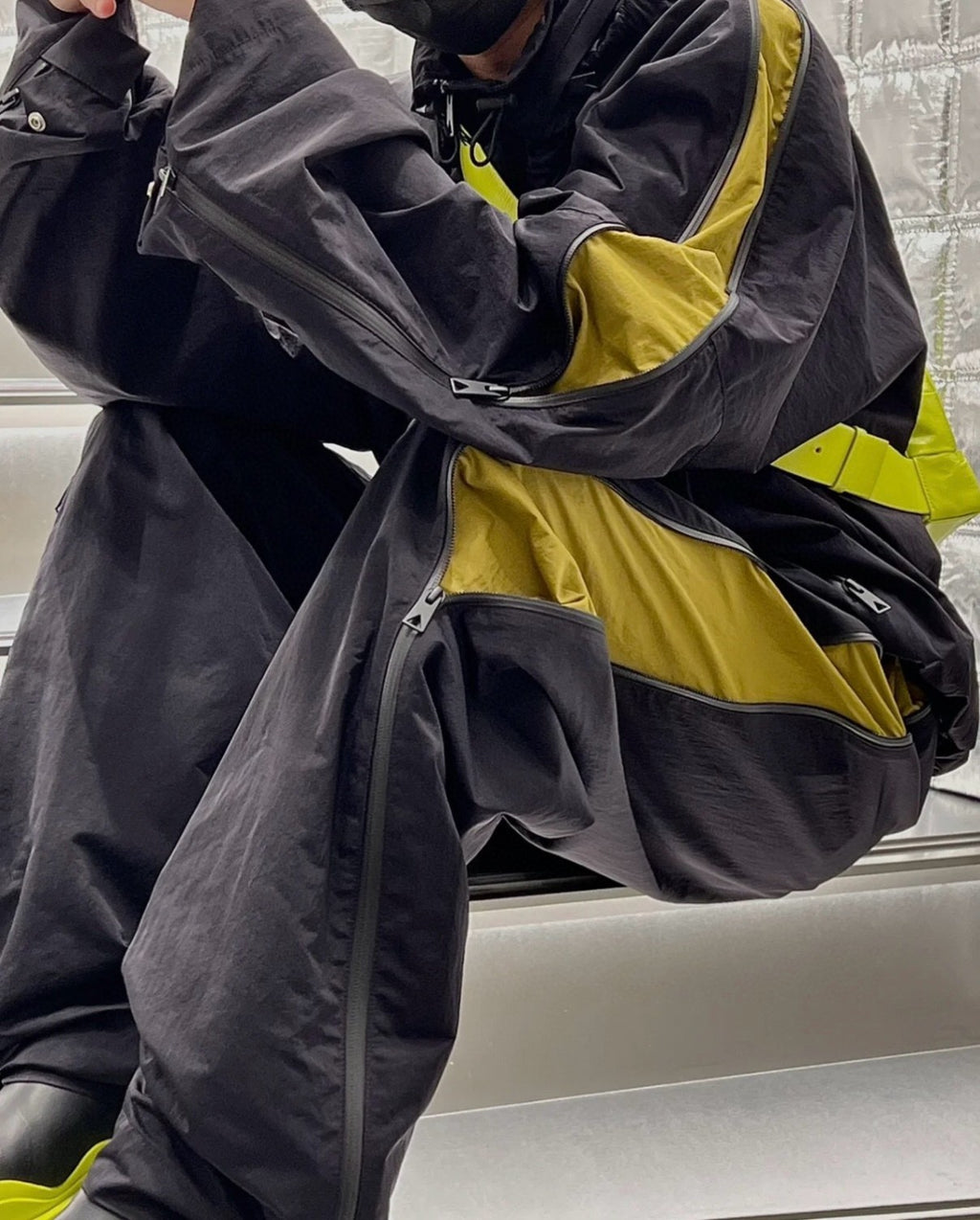 Bottega Veneta Colorblocked Zipper Drawstring Loose Hooded Jacket Casual Pants Suit Set Ngvp #6874