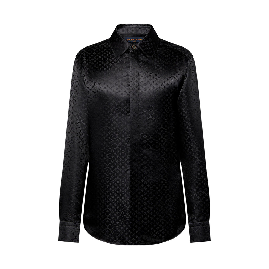 Louis Vuitton Men's Spring And Summer Solid Color Letter Print Silk Single Breasted Long Sleeved Shirt #75855