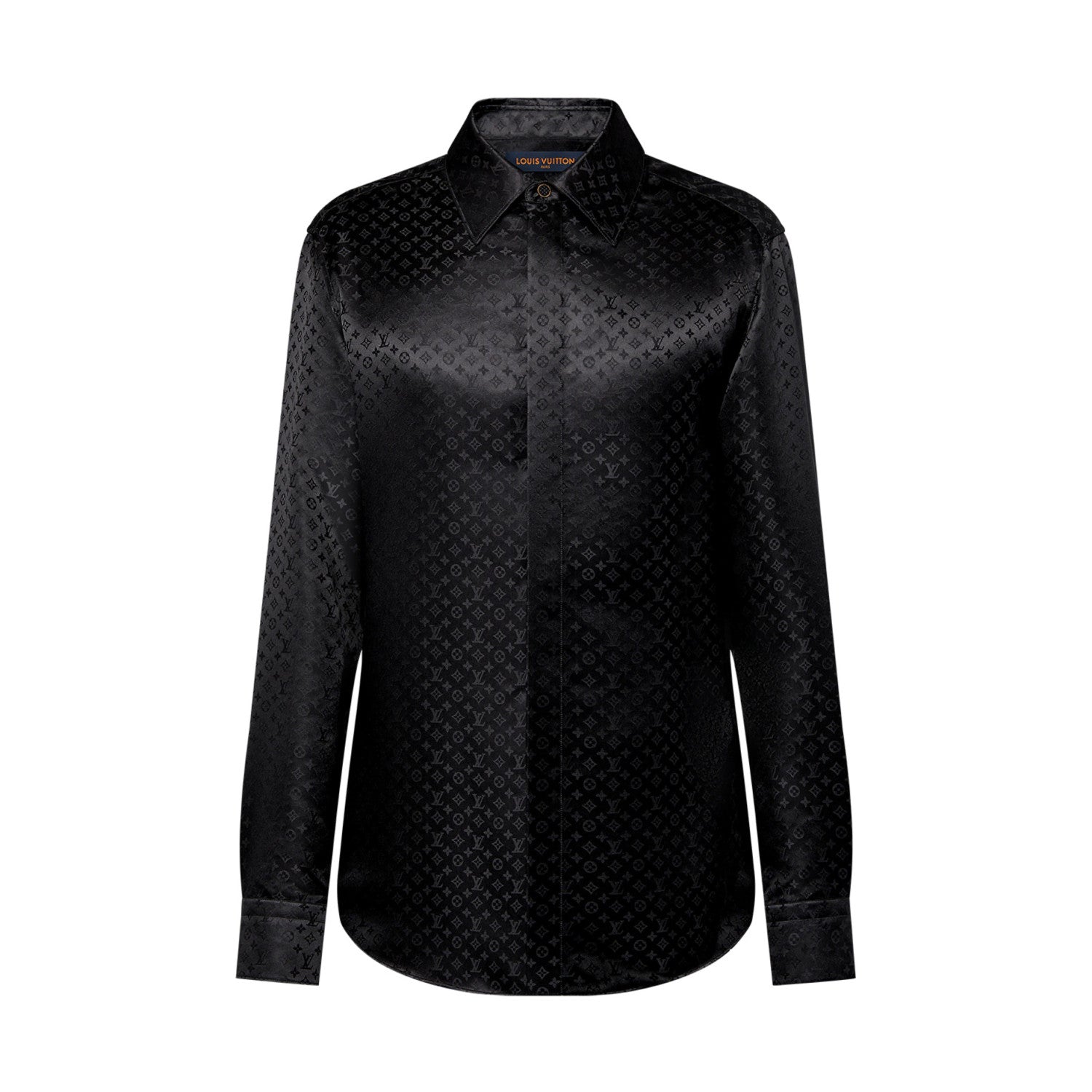 Louis Vuitton Men's Spring And Summer Solid Color Letter Print Silk Single Breasted Long Sleeved Shirt #76568