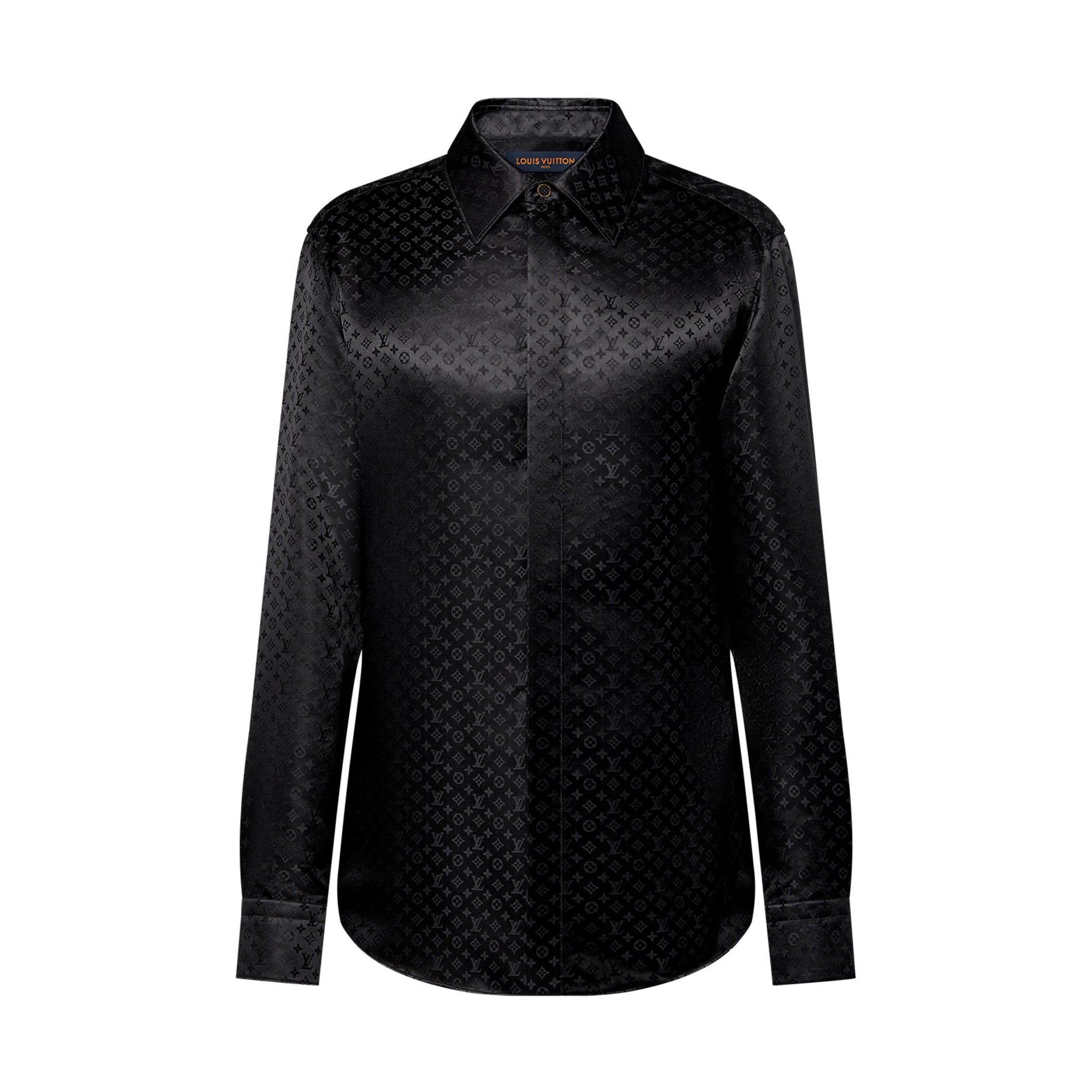 Louis Vuitton Men's Spring And Summer Solid Color Letter Print Silk Single Breasted Long Sleeved Shirt #76568