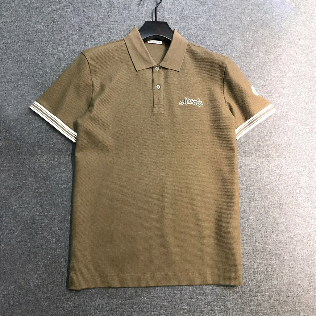 Moncler Men's Summer Embroidered Letter Print Polo Neck Solid Color Short Sleeve T-Shirt #75655