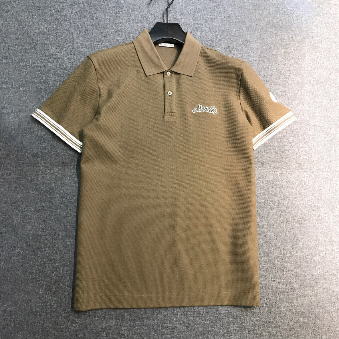 Moncler Men's Summer Embroidered Letter Print Polo Neck Solid Color Short Sleeve T-Shirt #75655