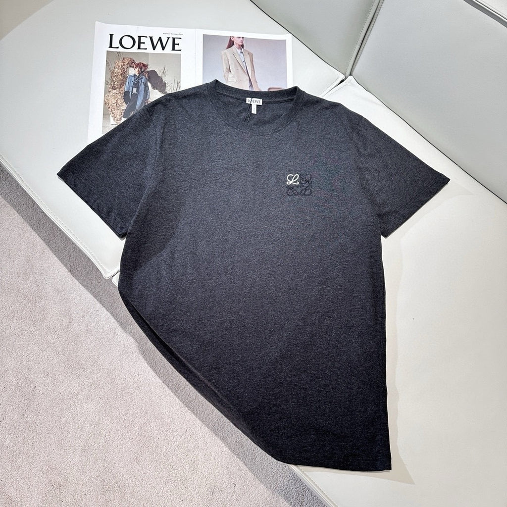 Loewe Men's Summer Logo Embroidery Round Neck Cotton Short Sleeve T-Shirt #72361