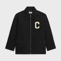 Celine Men's Black Lapel Zipper Cotton Jacket In Corduroy #97158