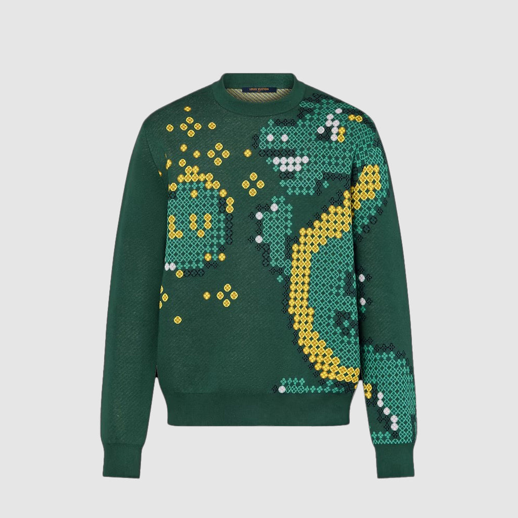 Louis Vuitton Men's Spring & Autumn Colorblocking Pattern Jacquard Cotton Round Neck Pullover Fitted Long Sleeve Sweatshirt #98318