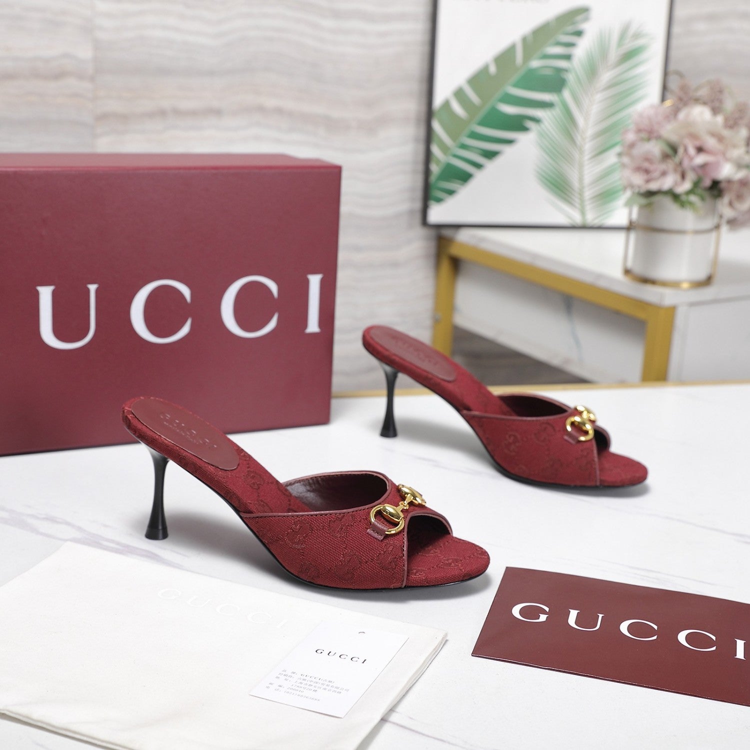 Gucci Leather Chain Decorated High Heel Sandals #387634