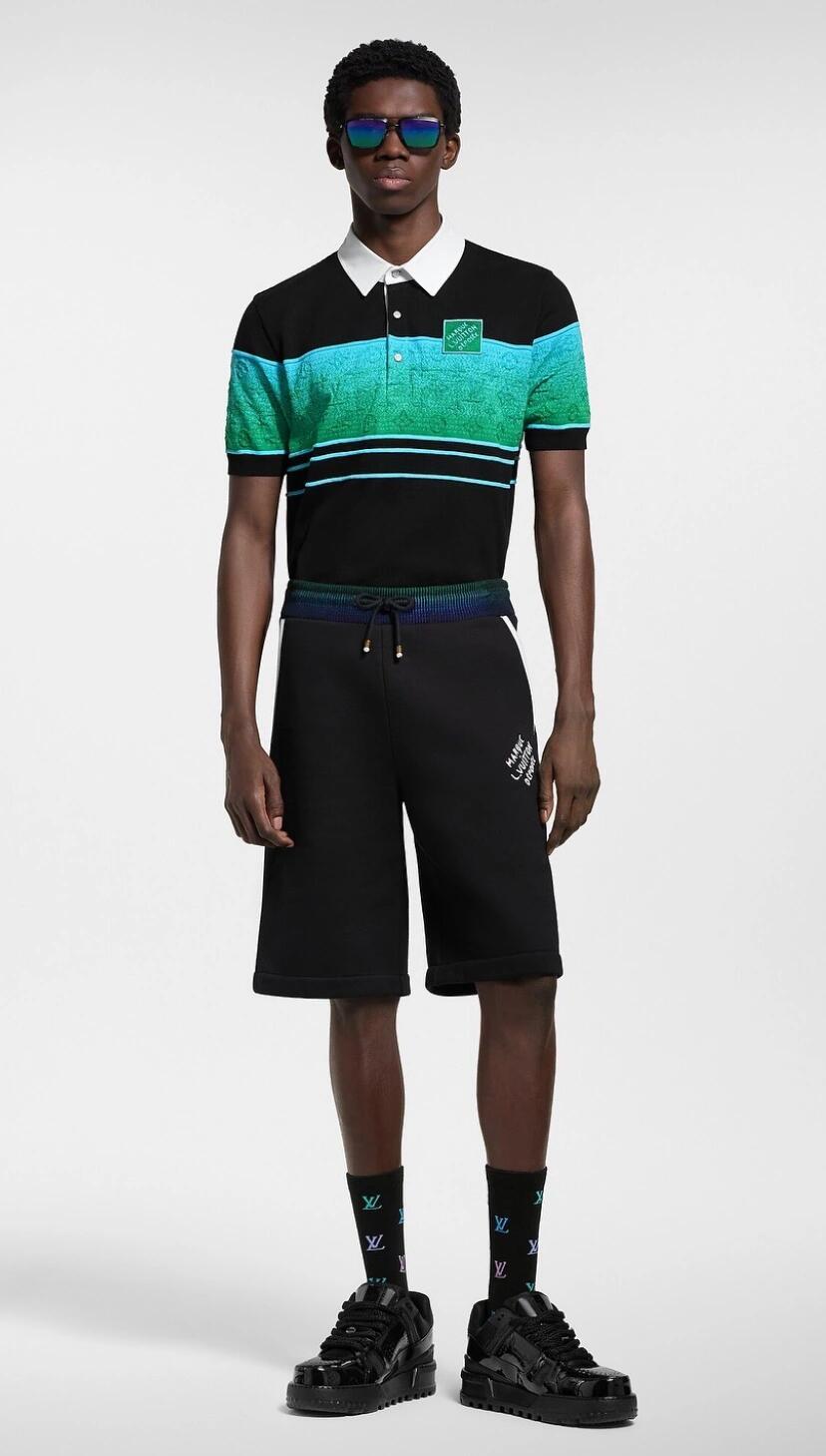 Louis Vuitton Men's Summer Colorblock Logo Print Polo Neck Cotton Short Sleeve T-Shirt #76235