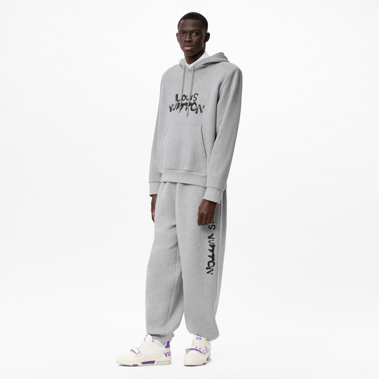 Louis Vuitton WORKING MAN Men's Spring/Fall Casual Fashion Solid Color Hooded Sweatshirt  Printed Solid Color Relaxed Fit Elastic Waist Pants Suit Set #78693