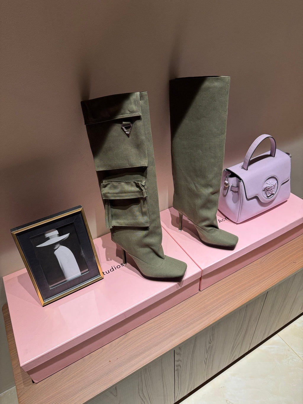The Attico Women's Denim Pocket Boots Fall/Winter Solid-Color High-Heel Knee-High Boots Casual Shoes #81719