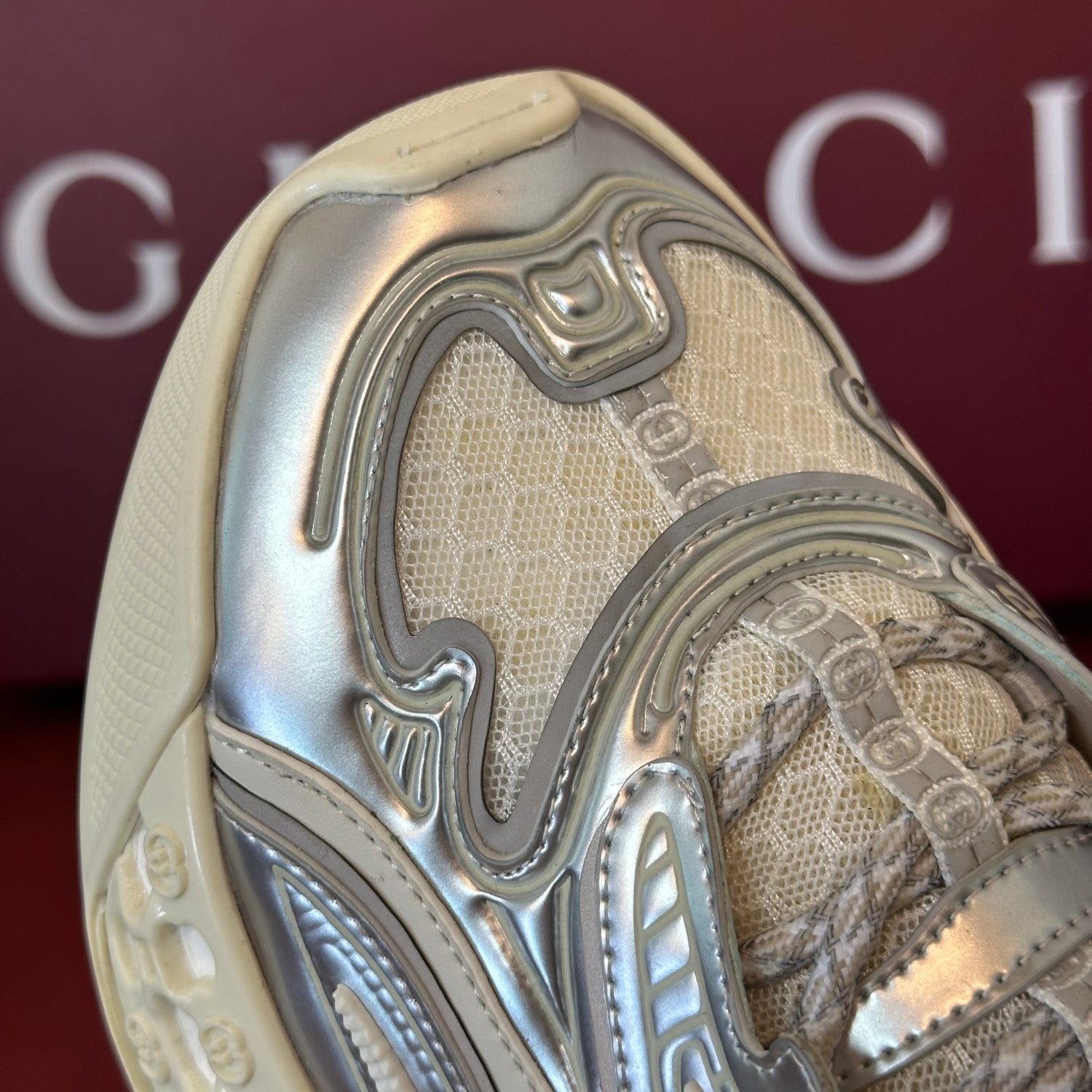Gucci cub3d Men's And Women's Solid Color Round Toe Lace-up Mesh Fabric Thick Sole Sneakers Shoes #77529