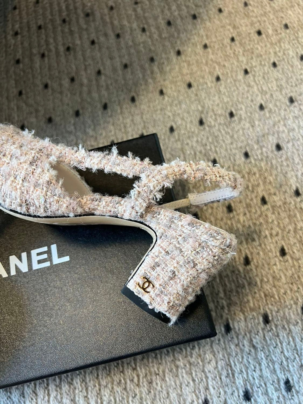 Chanel Women's Spring Summer Solid Colour Tweed Round Toe Ballet Sandal Shoes #76699