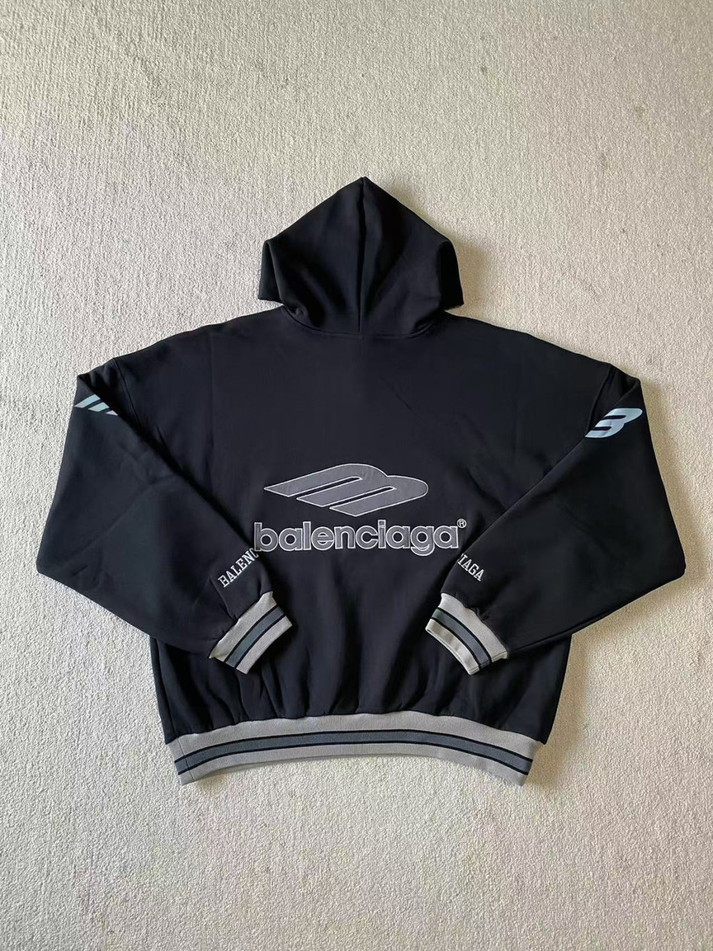 Balenciaga Men's 3b Football Polo Hoodie in Black anthracite #334489