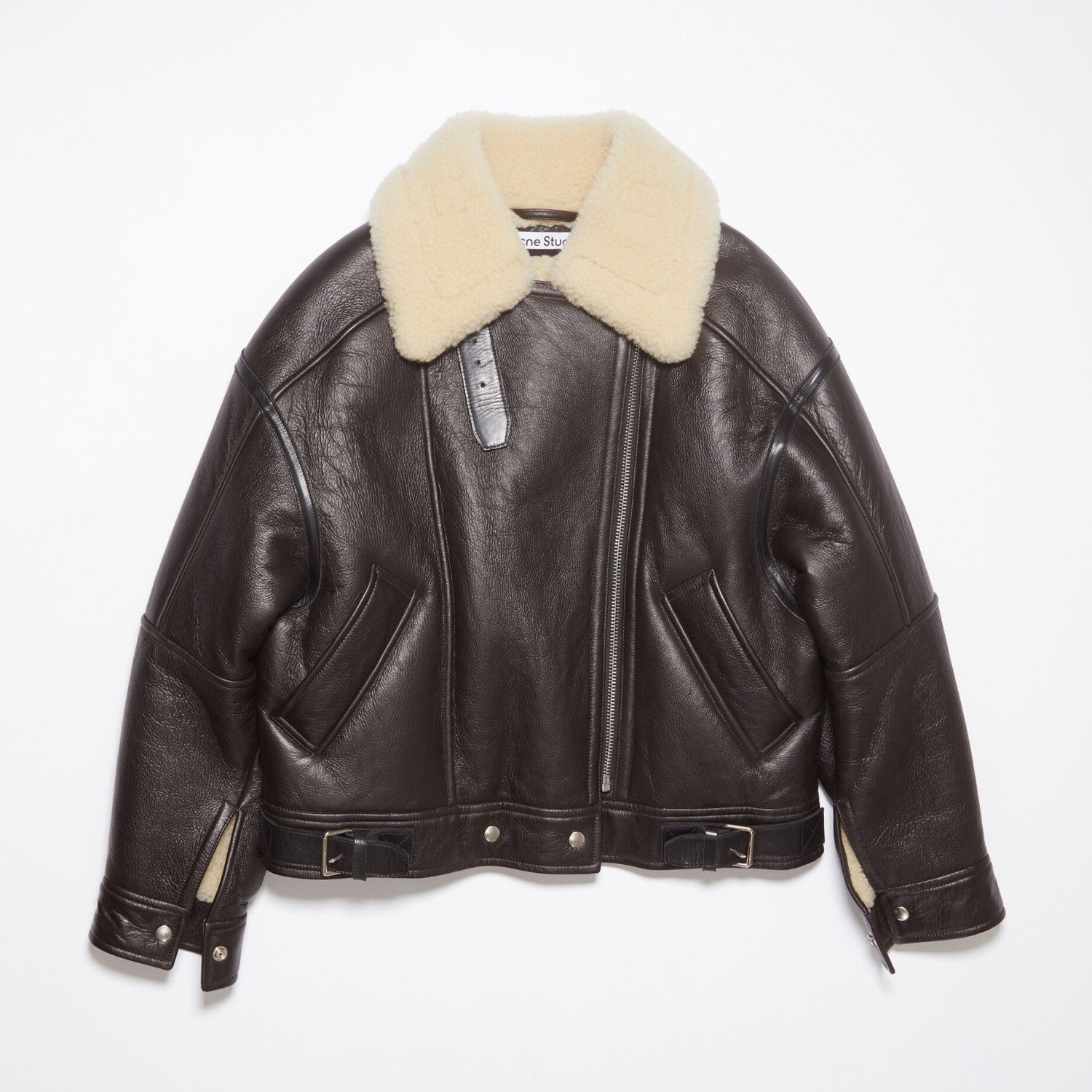 Acne Studios Lamb's Wool Winter Lapel Biker Jacket Coat #96275