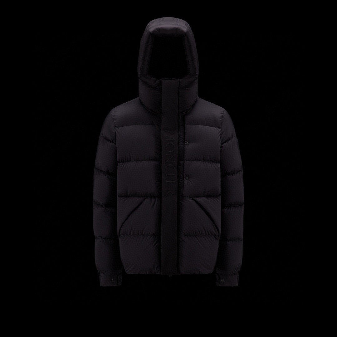 Moncler Men's Winter Letter Logo Embroidery Zipper Hooded Short Puffer Down Long Sleeve Jacket #73486