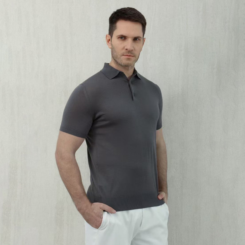 Loro Piana King's Gift® Men's Polo Shirt Spring Summer Fashion Casual Button Short Sleeve Top Knitted T-shirt Lapel Men's Clothes Ngvp #9957