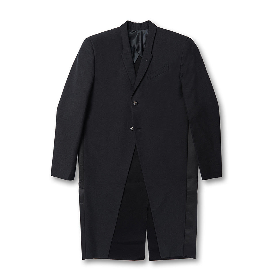 MRLEERO Men's Spring And Fall Black Splicing Design Long Single Breasted Long Sleeved Jacket #73727