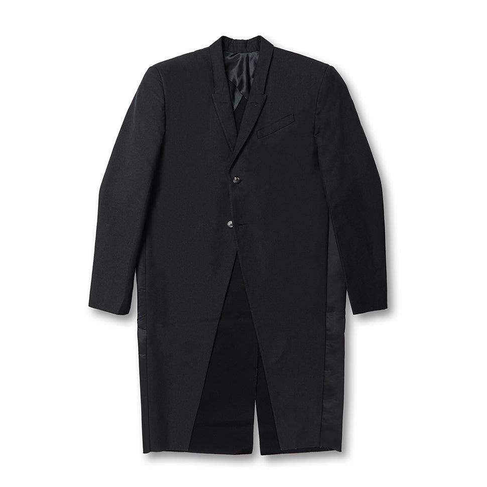 MRLEERO Men's Spring And Fall Black Splicing Design Long Single Breasted Long Sleeved Jacket #73727