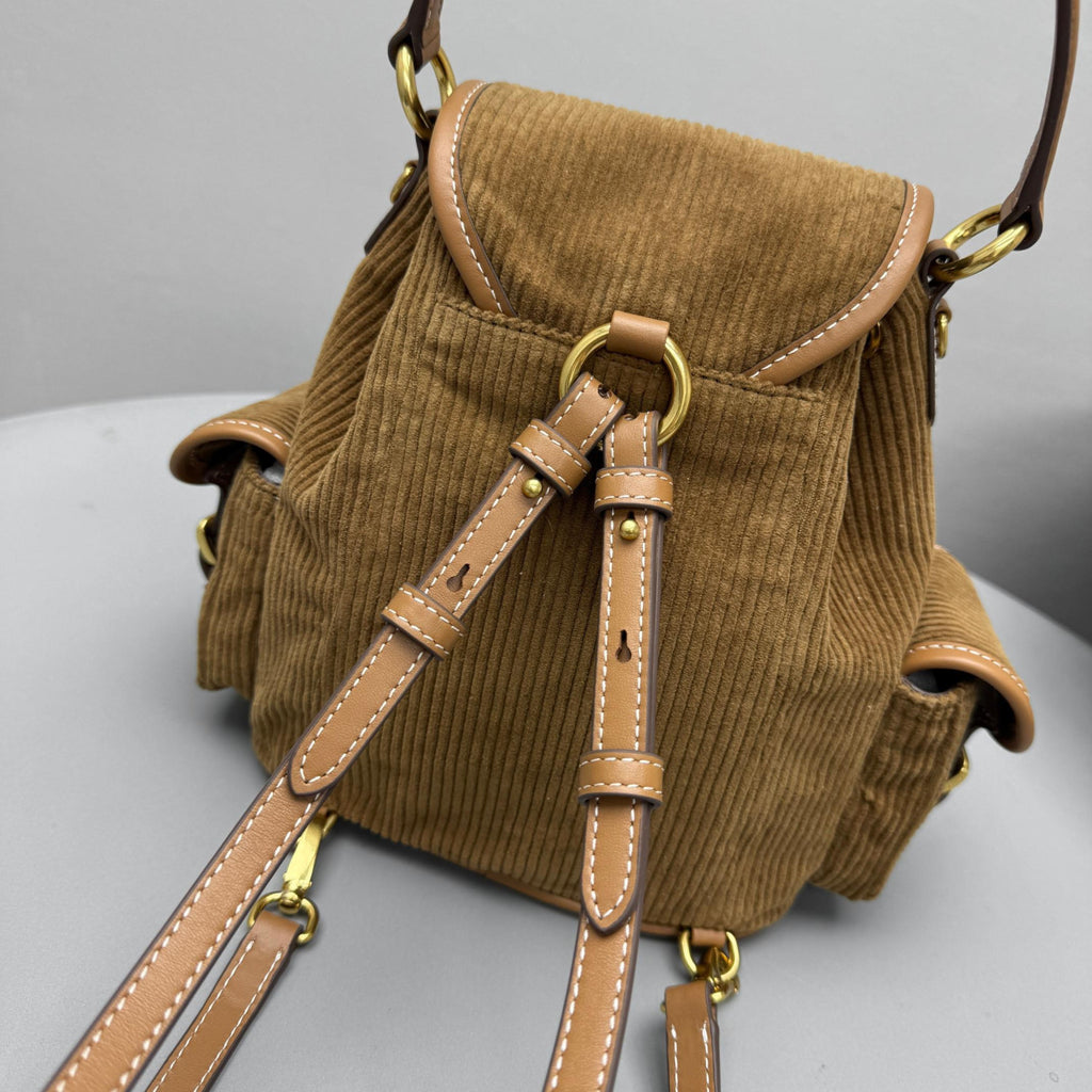 MiuMiu Small Cinnamon Corduroy Backpack #334156